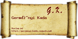 Germányi Kada névjegykártya
